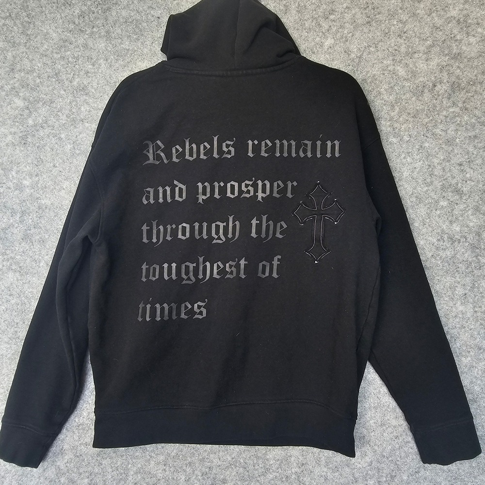LIQUOR N POKER Skate Hoodie XS Black LNP Logo Quote Grunge Embroidered Oversize